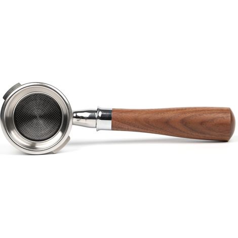 Porte-filtre sans fond 58 mm pour machines à expresso Poignée en bois de noyer (1/5)