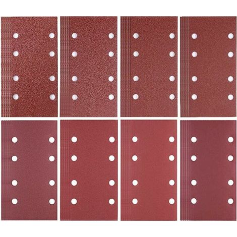 royaluxe -80 feuilles de papier abrasif 93 x 185 mm 8 trous de papier abrasif 40/60/80/120/180/240/320/400 pour ponceuse Bosch (1/5)