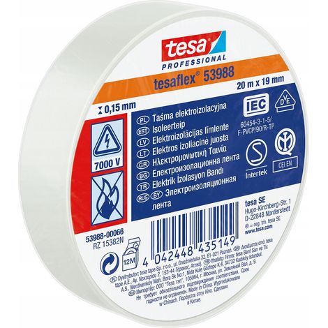 Ruban isolant blanc Tesa 20 mx 19 mm