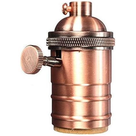 Kaelt - Douille de lampe E27 solide, douille d\'ampoule Edison vintage, base d\'ampoule industrielle, suspension, bouton à 2 voies (1/4)