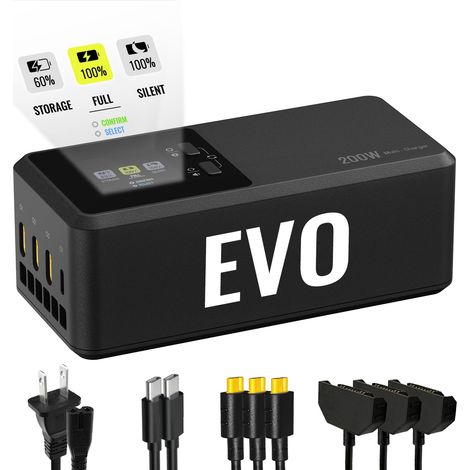 Chargeur 200W pour EVO Max/II V2 V3 Chargeur Parallèle Hub  EVO Max 4T/4N/II Enterprise Series Drone Accessoires, avec mode de stockage (charge 3 batteries : 1 h 53 min) (1/5)