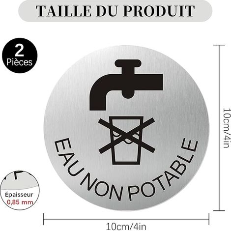 Panneau Eau Non Potable, Ø 100 mm, Aluminium Brossé (1/2)