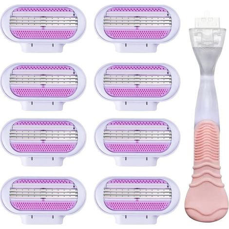 1 Pièces Lames De Rechange Pour Femme, Rasoir Venus Recharges Avec 8 Lames Pour Un Rasage De Près, Lame Rasoir Femme Venus Pour Protéger La Peau Sensible(rose) (1/5)