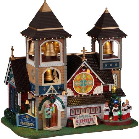 Lemax – Cloches de Noël pour village – Dimensions 24,2 x 24 x 15,3 cm – Alimentation 4,5 V avec adaptateur inclus – Sons de cloches et chants de Noël