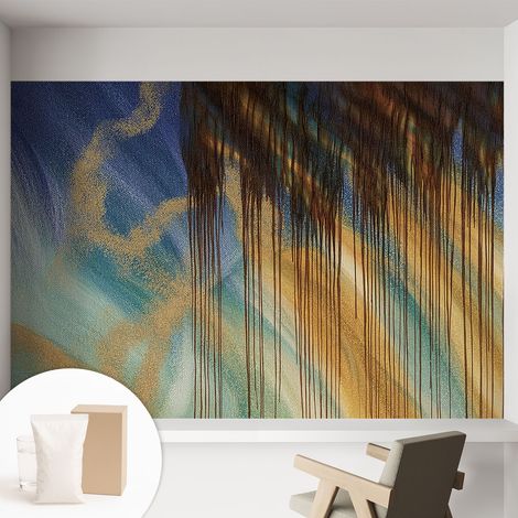 Fototapete - Tapete Vliestapete mit Kleber - Wandtapete Moderne Wandbild Schlafzimmer Wohnzimmer Abstrakte Komposition 152x104 cm (1/5)