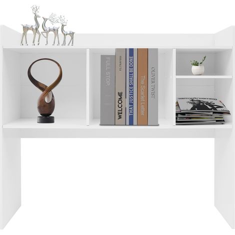Étagère de bureau à 2 niveaux à poser sur table, organisateur de rangement blanc 91 cm, bibliothèque de bureau pour maison, bureau et dortoir (1/5)