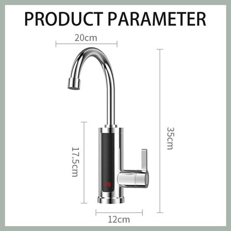 Elektrischer Küchenwasserhahn aus Edelstahl 304 mit LED-Anzeige, heizt in 3 Sekunden schnell auf, silberfarben, für die Untertischmontage (EU-, AU- und CA-Standards). (1/4)