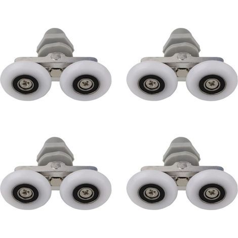 Roulettes doubles pour porte de douche 19mm – Alliage aluminium et ABS – Épaisseur verre 4 à 6mm – Lot de 4 rouleaux de rechange (1/4)