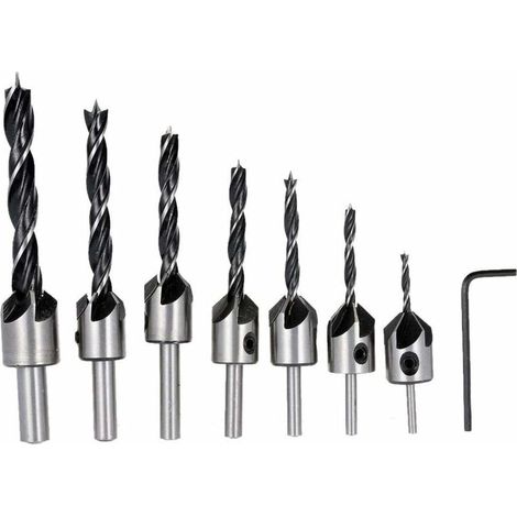 7PCS HSS Milling Cutter 5 Flutes Milling Set Screwdriver Reamer Wood Metal Aluminum Plastic Milling Cutter Drill Tool 3-10mm (1/4)