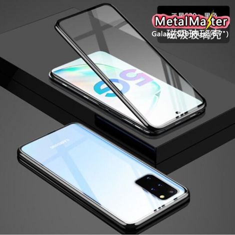 MetalMaster® Coque Samsung S20 PLUS,Métal Bumper,Cadre magnétique en aluminium + Double face Verre trempé Pour S20+(6.7" )-Noir