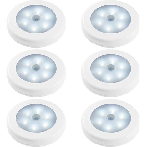 Luces nocturnas con sensor de movimiento, paquete de 6, luces LED con sensor de movimiento para la oscuridad en el dormitorio, baño, cocina, pasillo, armario, vestidor, escalera [Clase de energía] (1/5)