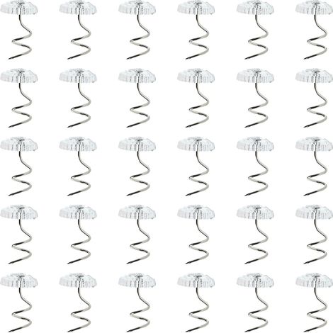 Sofanägel – 30 Stück – Stahl und Kunststoff – Spiralbefestigung – für Bettbezüge und Bettumrandungen – Transparent (1/5)