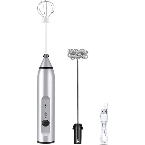 Fouet Électrique À Lait - 3 Vitesses - Rechargeable USB - Pour Café Et Crème Chantilly - 2 Embouts Inclus - 1 Pièce (1/5)