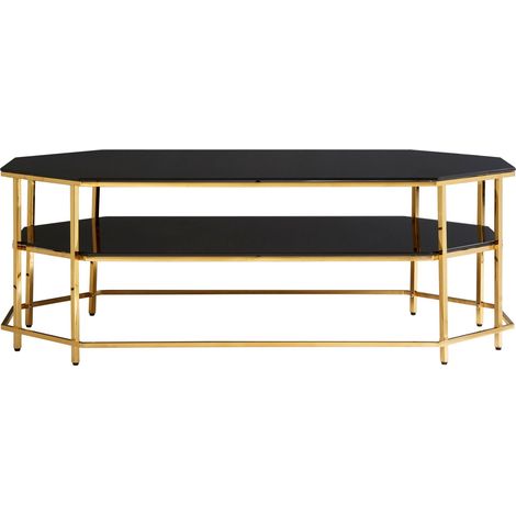 Interiors by Premier Luxe Black Tempered Glass Coffee Table, Functional Storage Of Display Table, Spacious Table With Storage (1/5)