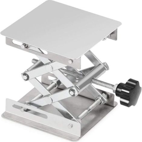 Plateforme élévatrice de laboratoire, plateforme élévatrice de laboratoire en acier inoxydable, 100 x 100 mm, hauteur de levage extensible de 45 à 150 mm, capacité de charge 5 kg. (1/4)