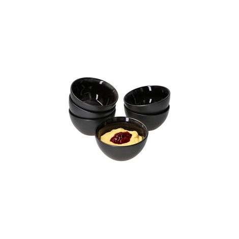 6 Puddingschälchen, grau-schwarze Reaktivglasur, handgefertigtes Steingut, 200 ml, Ø 11,5 cm, für Desserts und Vorspeisen (1/5)