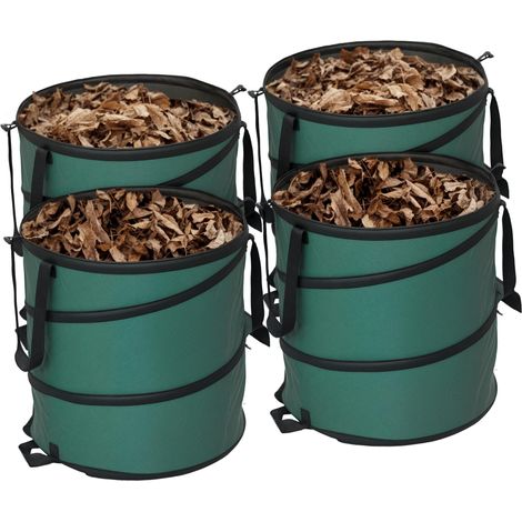 Lot de 4 sacs poubelle de jardin de 86 L avec poignées, fermeture à bouton et système d'ouverture facile, pliables et réutilisables (1/5)