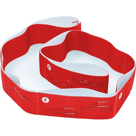 Sangle élastique extensible avec boucles pour étirements de résistance des jambes et des ischio-jambiers, rouge (1/4)