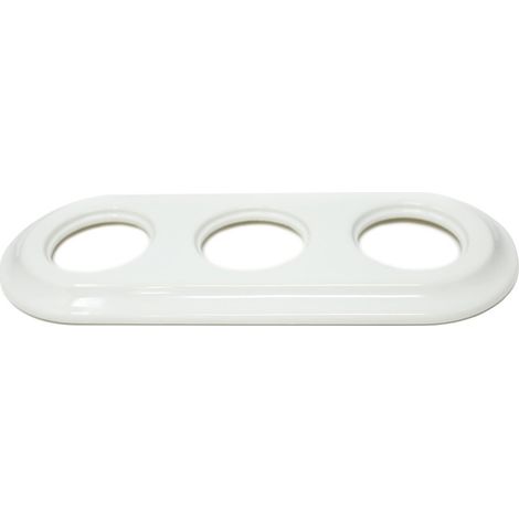 Marco triple para empotrar de porcelana blanco vintage