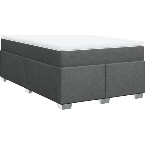 Lit double Lit adulte Sommier à lattes de lit avec matelas gris foncé 120x190cm tissu