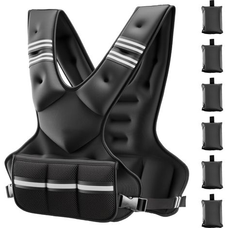 Gilet lesté 14,5 kg forme de X 6 poches de lest bande réfléchissante musculation course jogging (1/5)