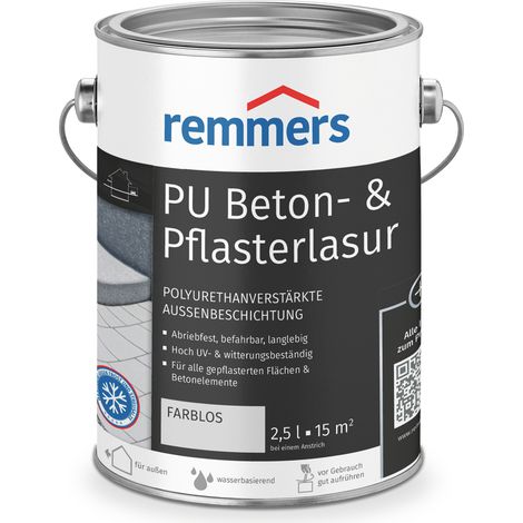Remmers PU Beton- & Pflasterlasur transparent, 2,5 Liter, Beton- und Bodenfarbe, Pflasterstein Farbe, für mineralische Untergründe, lichtbeständig