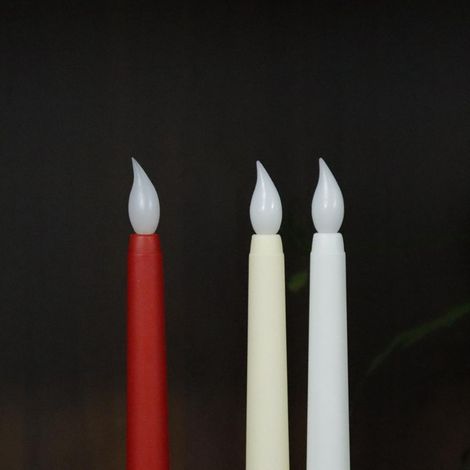 Ensemble de 8 bougies LED jaune chaud coniques sans flamme à effet vacillant avec 2 télécommandes - Décorations Halloween/Thanksgiving/Noël/Anniversaire/Mariage - Blanc + 2 télécommandes à 10 touches (1/5)