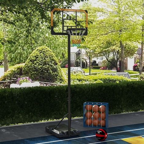 Panier de basket extérieur avec tribune réglable 182-213 cm de hauteur avec roues,pour intérieur,extérieur,acier,noir.