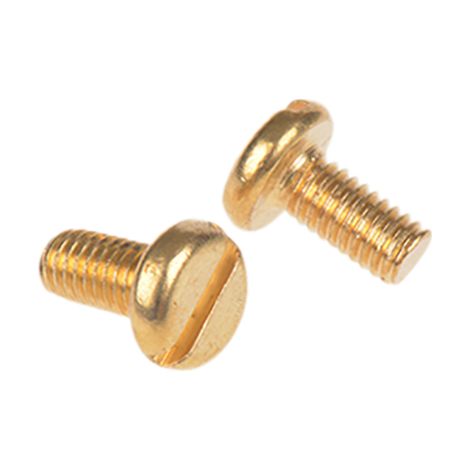 Vis à métaux RS PRO M3 à tête Cylindrique fendue en Laiton, 6mm ( Prix pour Sachet de 100 )
