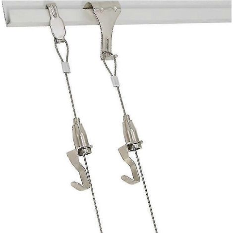 Kit de câble de suspension, 2 m de fil en acier inoxydable de 1,5 mm et crochet profilé. (1/5)