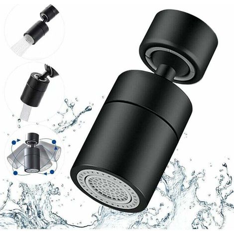 360 Degrés-2 Modes Réglable Cuisine Robinet Aérateur De Robinet Pivotant Filtre Barboteur Pour Cuisine De Salle Bain Avec Adaptateur Filetage Externe 24Mm-Fil Interne 22Mm (Bronze Huilé Noir) (1/5)