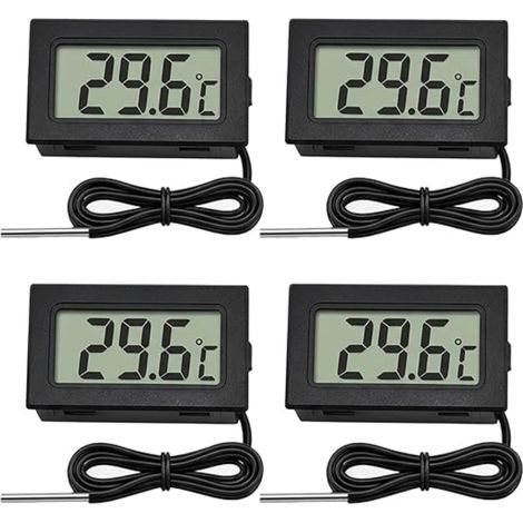 Thermomètre Numérique LCD avec Sonde Externe Mini Digital pour Hygrometre Terrarium Réfrigérateur Congélateur Aquarium Reptile Vitrine Réfrigérée Affichage Rapide (1/5)
