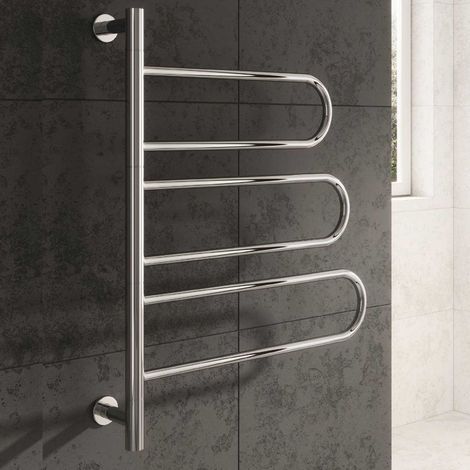 Reina Orne Dry Electric Designer Heated Towel Rail 750mm H x 550mm W Polished (1/4)