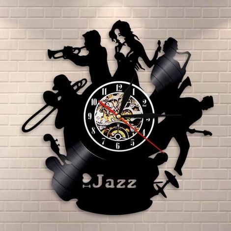 Horloge murale en vinyle avec motif de groupe de musique - Décoration murale pour salon - Cadeau unique pour mélomane (1/5)