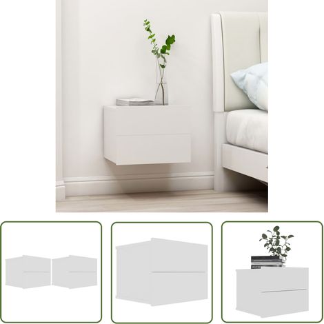 INLIFE Tables de chevet 2 pcs Blanc 40 x 30 x 30 cm Aggloméré (1/5)