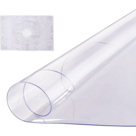 Nappe Ronde Transparente Diamètre 121,9 cm Épaisseur 2 mm, Film de Table Transparent en PVC, Imperméable et Facile à Nettoyer, Protection de Table pour Bureau, Cuisine Restaurant Salle à Manger (1/5)