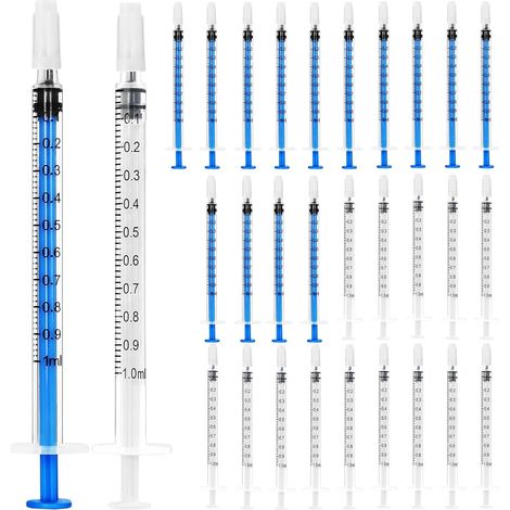 30 Pièces 1ml Seringue Sans Aiguille, Plastique Seringue, Seringues Avec Capuchon, Scellée Individuellement, pour Recharger, Nourrir les Animaux Domestiques, Mmesure de Liquides (1/5)