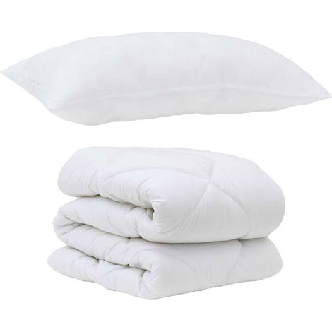 Couette avec Oreiller avec oreiller 2 pcs,Duvet Blanc Microfibre CFW70660 (1/5)