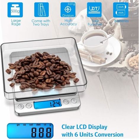 Balance de Précision - - - 500g/0.01g - Conversion de 6 unités - Fonction Tare et Compte