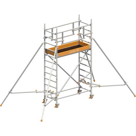 Layher Rollgerüst Uni Leicht P2 Safety Plus mit Doppelgeländer und ausziehbaren Gerüststützen 4,10m AH (1/3)