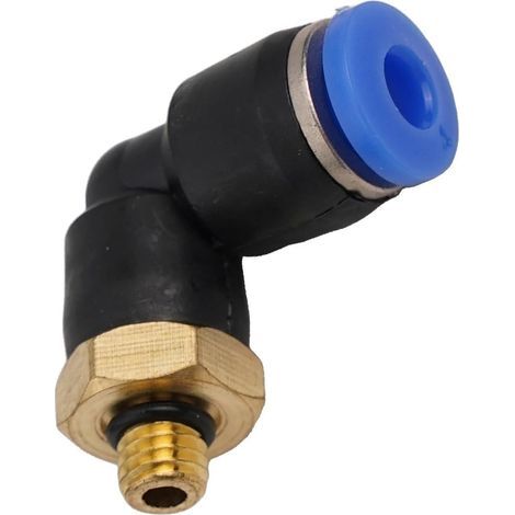 Raccord rapide coudé pneumatique en forme de L avec construction en laiton et plastique pour une circulation d'air efficace (PL4-M5) (1/5)