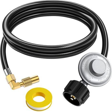 Tuyau adaptateur de propane de 1,5 m avec régulateur, régulateur et tuyau QCC1 pour gril à gaz Blackstone avec adaptateur coudé (1/5)