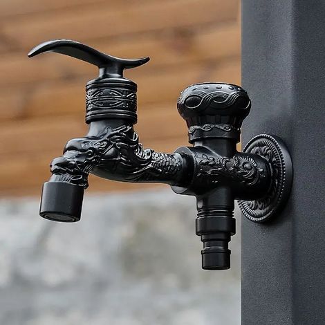 (Modèle 15) Robinet de jardin extérieur en cuivre sculpté antique, pour machine à laver, robinet de toilette de luxe WB8510 (1/5)