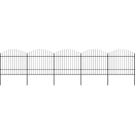vidaXL Clôture de jardin avec dessus en forme de lance en acier 838 x 175 cm Noir (1/4)