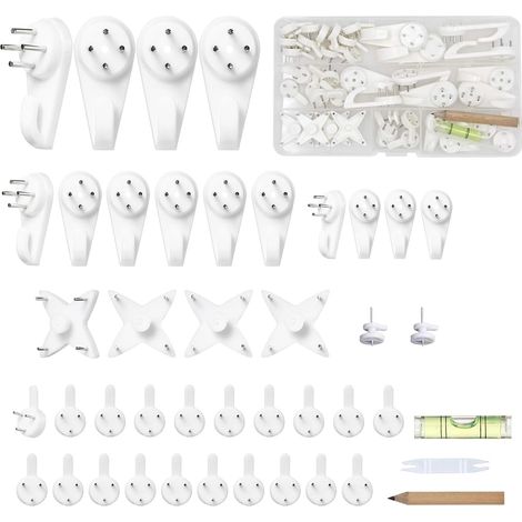 43 Pack Concrete Hanger Hooks for Plaster and Dry Walls Easy Fixing Kit Various Sizes Concrete Wall Hooks for Art Painting Mirror Clock (1/5)