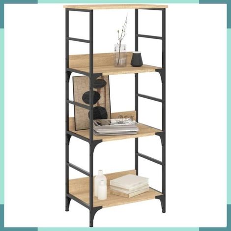 Bibliothèque - 835270 - chêne sonoma - 50 x 33 x 117,5 cm - bois d'ingénierie & acier (1/5)