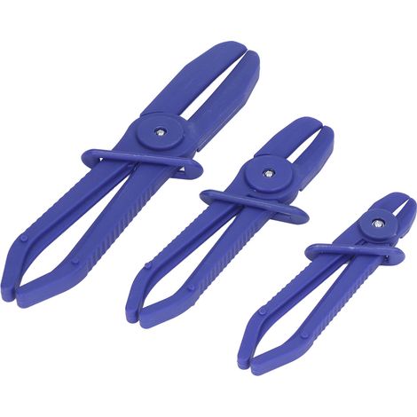 Jeu de 3 pinces à tuyau isolées en nylon, pour durites de frein et carburant, différentes tailles, couleur bleue
