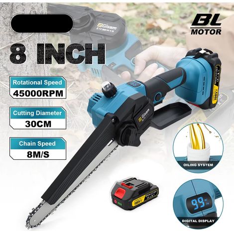 Tronçonneuse électrique 8 pouces brushless – mini scie rechargeable pour bois – outil portatif 18V – 1 batterie incluse