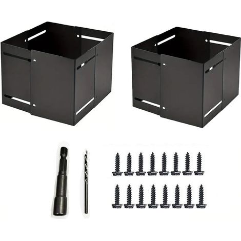 Cache-base de poteau métallique réglable (8,6 × 12,5 cm) – Lot de 2 pièces, vis et outils d'installation inclus (1/4)