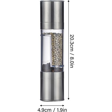 Moulin à poivre manuel 2 en 1 en acier inoxydable à double tête, sel de mer et épices (un seul modèle disponible) (1/5)